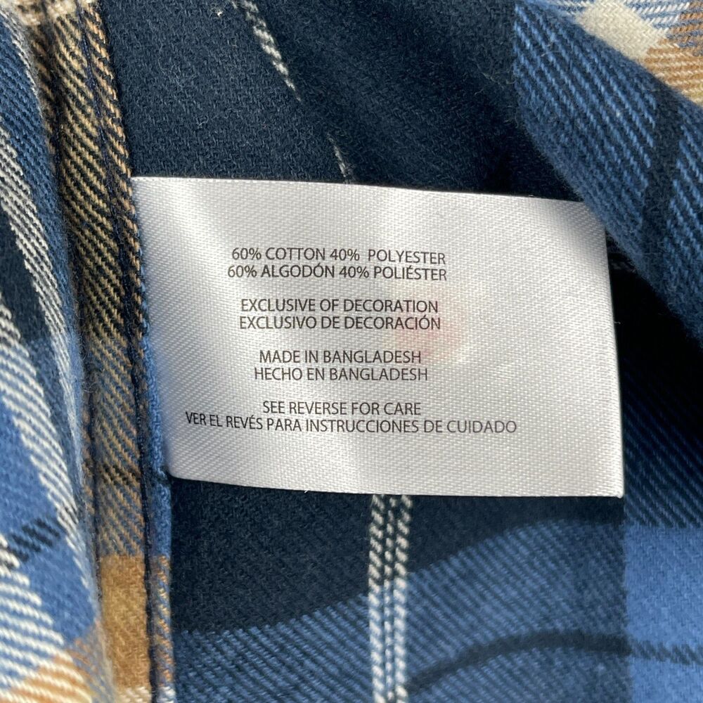 Eddie Bauer Men’s Flannel Shirt XXL Blue Brown Plaid Long Sleeve Button-Up NWT - Picture 11 of 11